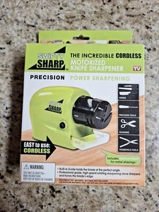 Cordless Motorized Knife Blade Sharpener Swifty Sharp Includes Catch Tray Green - Picture 1 of 3