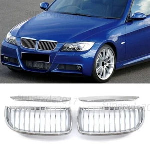 Parrilla del radiador cromo riñones para BMW Serie 3 E90 E91 2005-2008 318i 320i 330i 335i - Imagen 1 de 7