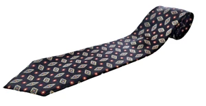 Joseph A Bank handgefertigte italienische Krawatte Repp Seide schwarz Foulardmuster 60 Zoll - Bild 1 von 3