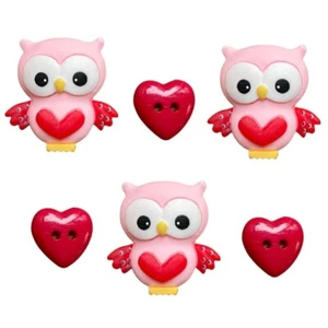 Whoo Loves You - Gufi - San Valentino abbelliti bottoni Shelly rottami artigianali - Foto 1 di 2