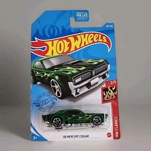2021 Hot Wheels #207 HW Flames 2/5 '68 MERCURY COUGAR Green w/Chrome MC5 Spokes - Picture 1 of 12