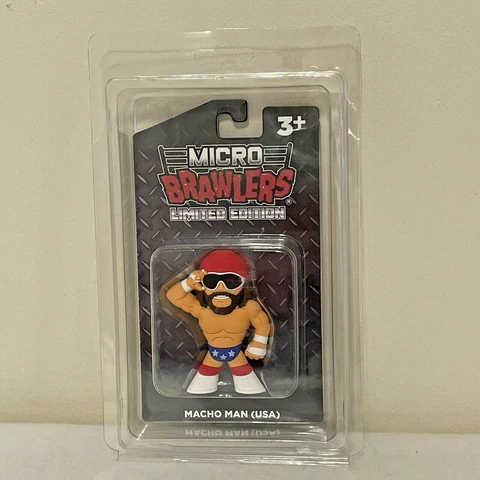 Macho Man Micro Brawler USA Red White Blue w/ PROTECTOR WWF Randy Savage WWE WCW Cover