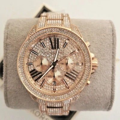 Michael Kors MK6452 Wren Rose Gold Pave Glitz StainlessSteel Women's Wrist Watch - Image 1 of 4