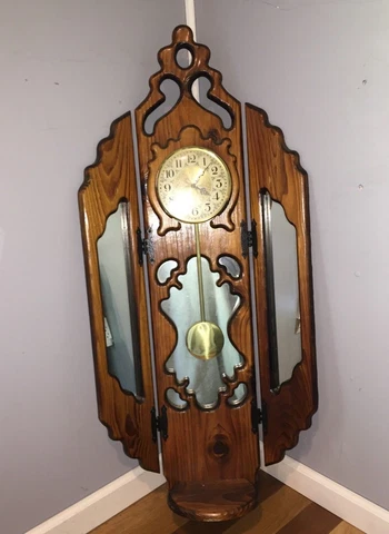 Made on Earth, Inc. Tall Wood Wall Clock with Mirrors ~ Battery Operated ~ USA ~ Cover