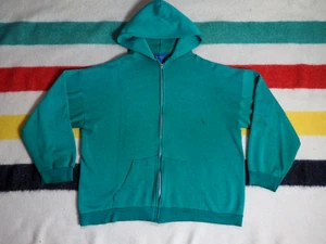 Sudadera con Capucha De Colección Años 70 80 Tultex Verde Azulado Desteñido 50/50 Cremallera en Blanco Para Hombres XL - Imagen 1 de 7