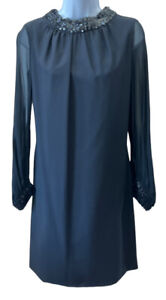 1960s Sequin Evening Dress Black Shift Chiffon Dress Glam, Disco, Couture Rare S
