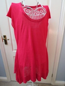 Marks and Spencer Ladies Tunic Jumper Size 20 Red Shark Bite Hem Linen Holiday - Picture 1 of 3