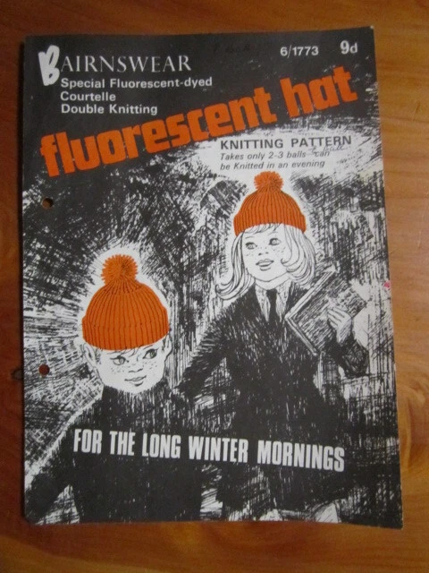 KNITTING PATTERN FLUORESCENT HAT BAIRNSWEAR  GREAT **** MUST SEE - Image 1 of 1