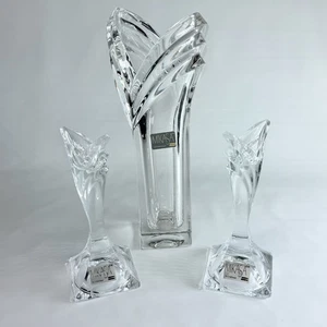 Vintage Mikasa Deco Kristall Set SN027/622 Vase XY142/337 Kerzenständer Neu in OVP - Bild 1 von 24