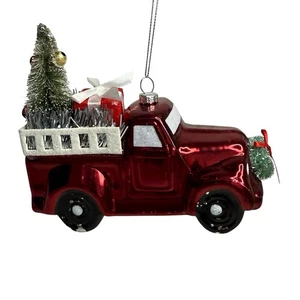 Camión Rojo Árbol de Navidad Adorno Botella Cepillo Árboles Decoración Navidad 5.5”x3.5” - Imagen 1 de 8