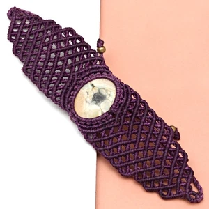 Macrame Thread Gemstone Handmade Jewelry 8-10''Ad Wild Horse Jasper Bracelet - Picture 1 of 13
