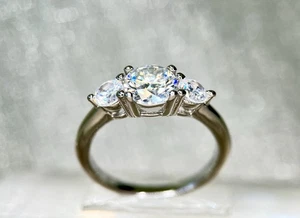 925 Sterling silver Moissanite Engagement Ring White Gold Plated  GRA Certified - Picture 1 of 10