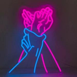 Holding Hands Neon Sign Sexy Couple Wall Art Custom Bond Hands Led Sign - Picture 1 of 6