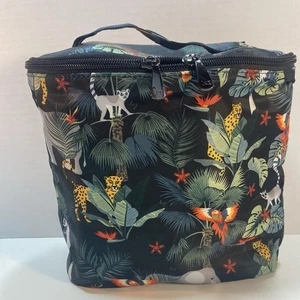 Lug Dolly Cosmetic Makeup Case 1646A Black Tote Safari Tropical Wildlife Animals - Picture 1 of 16