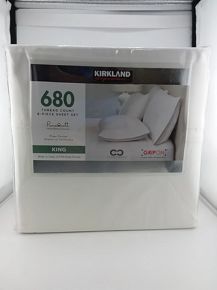 Kirkland Signature 100 Cotton 680 Thread Count Sheet Set White King Size
