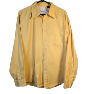 Izod Mens Button Up Shirt XL Yellow Saltwater Twill Casual Pocket 100% Cotton  - Picture 1 of 5