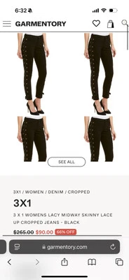 Pantalones negros ajustados de encaje Midway de encaje 3X1 New York City para mujer talla 25 Foto 1 de 4