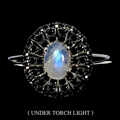 Anillo de plata de ley 925 piedra lunar ovalada 7x5 mm espinela piedras preciosas joyería tamaño 7 Foto 1 de 4