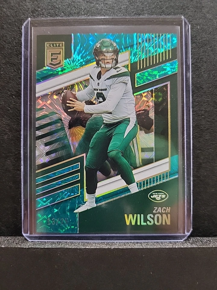2022 DONRUSS ELITE GREEN SP ZACH WILSON #5 JETS /25 RARE - Image 1 of 3