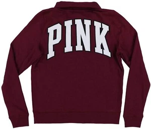 Victoria's Secret Pink Logo Quarter Zip Sweatshirt Luscious Plum NWT - Picture 1 of 2