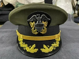 WWII WW2 US Navy Senior Men's Officer Visor Embroidered Hat Caps Reproduction - Picture 1 of 10