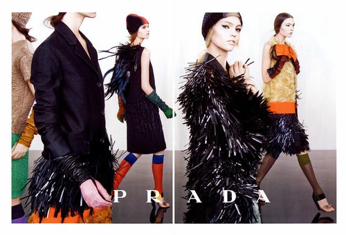 Scarpe da ballo Prada Meisel Sasha Pivovarova 2007 4 pagine RIVISTA ANNUNCIO