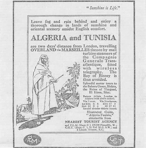 1913 PLM Railway Algeria & Tunisia From London, Original Advert - Picture 1 of 1