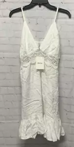 Raviya Medium Sleeveless Flutter-Hem Cover-Up Dress Swim White New - Picture 1 of 4