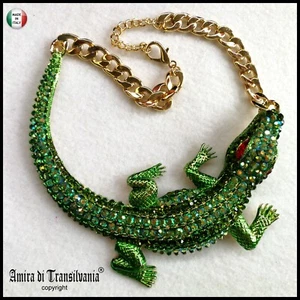 jewelry crew neck neck necklace women's necklace jewelry crystals crocodile - Picture 1 of 24