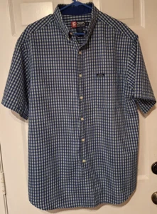 Camisa Chaps Ralph Lauren Para Hombres Grande Azul A Cuadros Manga Corta Abotonada Seersucker - Imagen 1 de 6