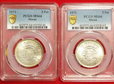 2 Coins MACAU / MACAO $5 Pat 1971 MS64 & MS66 PCGS-45058143 /46 High graded#202#