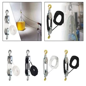 Manual Hand Lift Lifting Pulley Wheel Block and Tackle System Rope Hoist Pulley - Picture 1 of 24