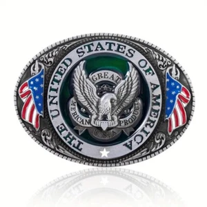 United States of America Bald Eagle Belt Buckle, American Flag, USA Patriotic - Picture 1 of 8