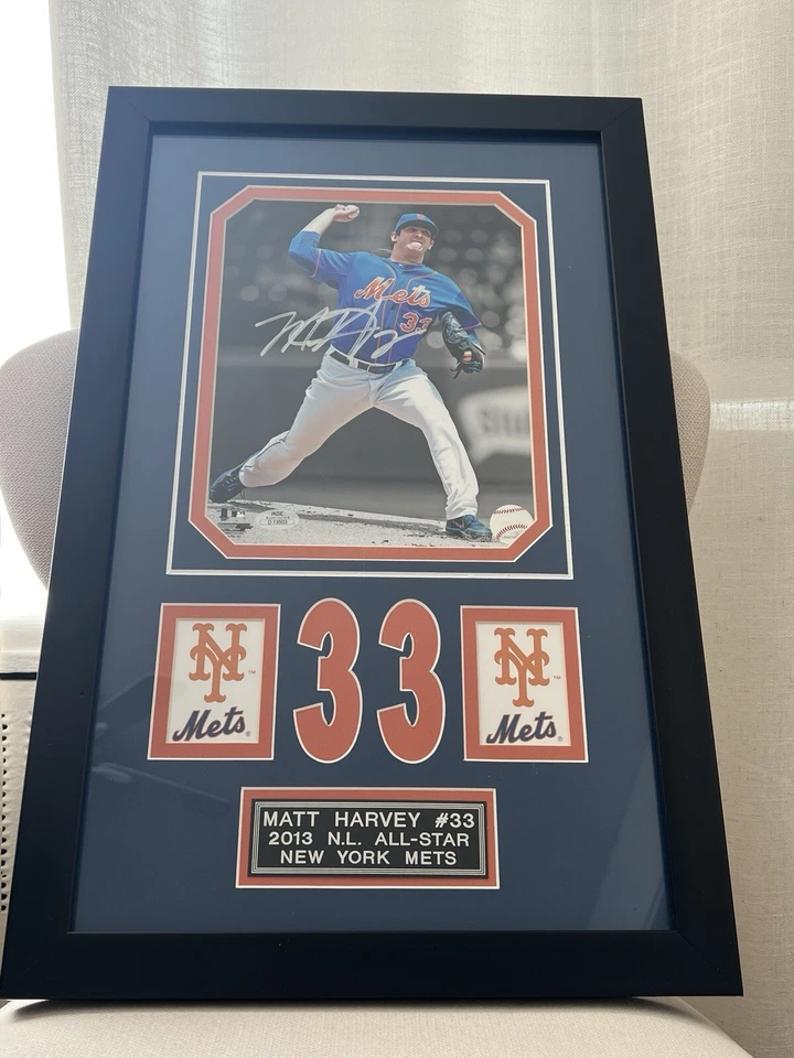Fotografía firmada por Matt Harvey 2013 All Star de los Mets de Nueva York en marco Foto 1 de 1