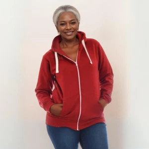 ROCKTHOSECURVES LADIES WOMENS PLAIN ZIP UP HOODIE PLUS SIZE JACKET - Picture 1 of 70