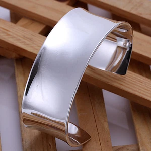 Women's Unisex Sterling Silver Plated Bracelet Bangle Adjustable Size L55 - Picture 1 of 4