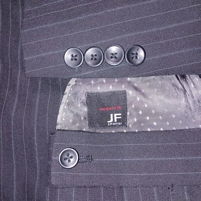 J Ferrar Suit Mens 40R 34x30 Black Pinstripe Interview Prom Dressy Classy Pants - Image 1 of 4