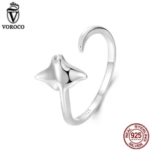 VOROCO Elegante Manta Argento 925 Anello Dito Aperto Moda Donna Regali Gioielli - Foto 1 di 15