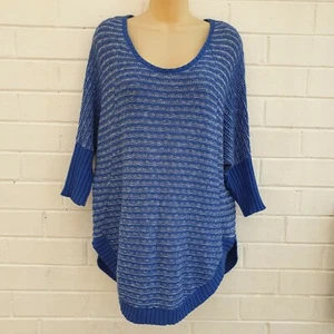 Katies Womens Sweater Jumper Knitwear Blue Open Knit Size M JE398 - Picture 1 of 10