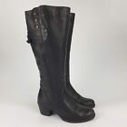 Clarks Boots Black Leather Knee Heels Size 4.5