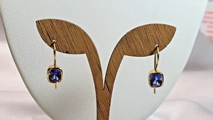 18K Yellow Gold Iolite Earrings - Picture 1 of 8
