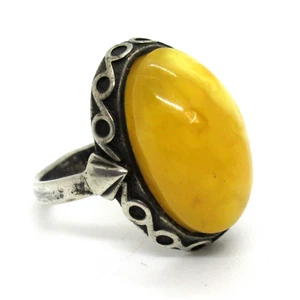 Soyuzyuvelirprom Minpribor Bernstein Ring Silber 875 Butterscotch Amber 琥珀色 - Bild 1 von 6