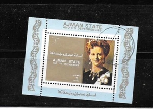 AJMAN  QUEEN (BLUE) MINI-SHEET  OLD VINTAGE CTO USED TOPICAL STAMPS - Picture 1 of 1