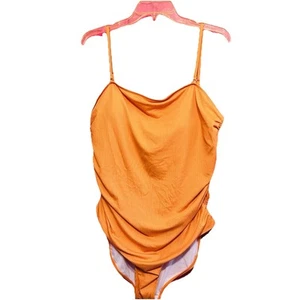 #8569 WOMENS ORANGE SPAGHETTI STRAP ONE PIECE BATHING SUIT WOMENS SIZE 2XL - Picture 1 of 7