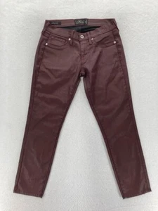Joe's Jeans Charlie Skinny Crop Women's 6/28 Red Wax Coated Denim Low Rise Pants - Picture 1 of 12