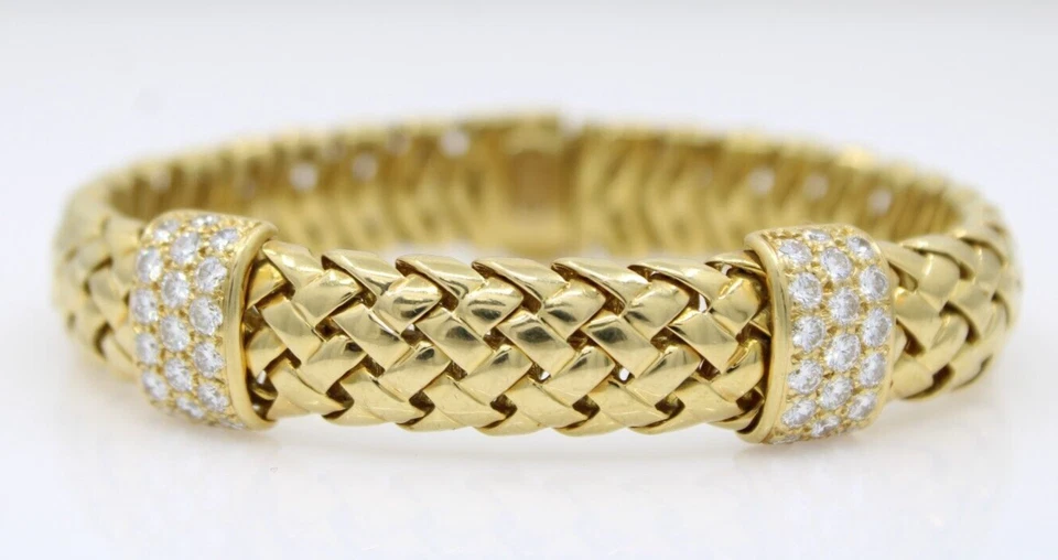 Brazalete tejido de diamantes naturales Vannerie de oro amarillo de 18 quilates de Tiffany & Co. 52,7 gr Foto 1 de 4