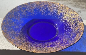 Cobalt Blue Plate with gold 34 cm diameter 5.6 cm high 1 kg - Picture 1 of 6