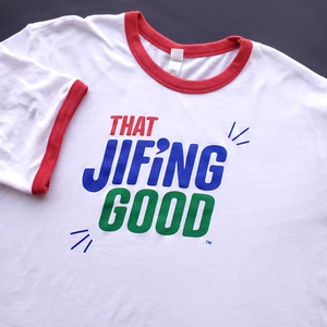 That Jifing Good T Shirt 2XL JIF Peanut Butter Spread Promo Retro Funny Ringer - Picture 1 of 9