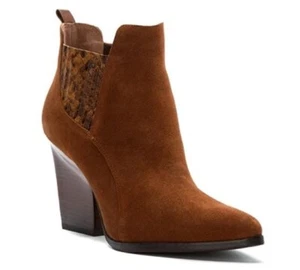 Donald J Pliner Women's Vale Chestnut Oily Suede Mid Heel Booties Size 8.5 M - Picture 1 of 6