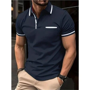 2025 Summer Button Pocket Men's Sports Polo Shirt Short Sleeve T-Shirt - Picture 1 of 35
